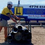 Dogging training practical: positioning lifting gear on pipes for CPCCLDG3001 Licence to Perform Dogging